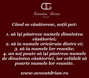 Numele de familie al sotilor la casatorie