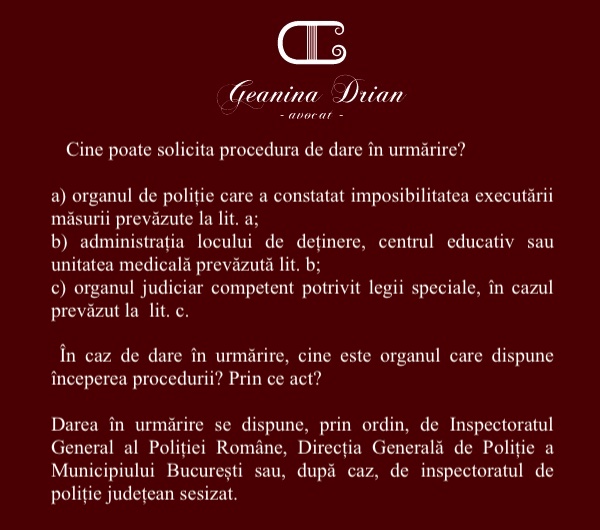 dare în urmărire dat în urmărire generală avocat DRIAN