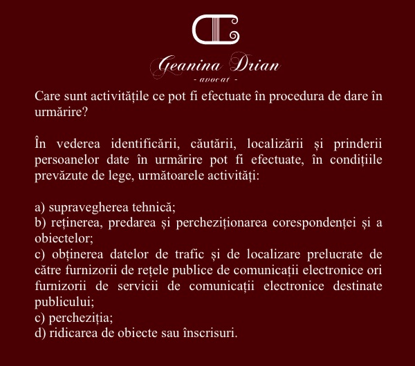 dare în urmărire dat în urmărire generală avocat DRIAN