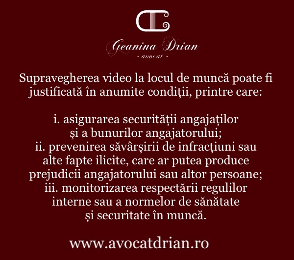supravegherea video la locul de muncă